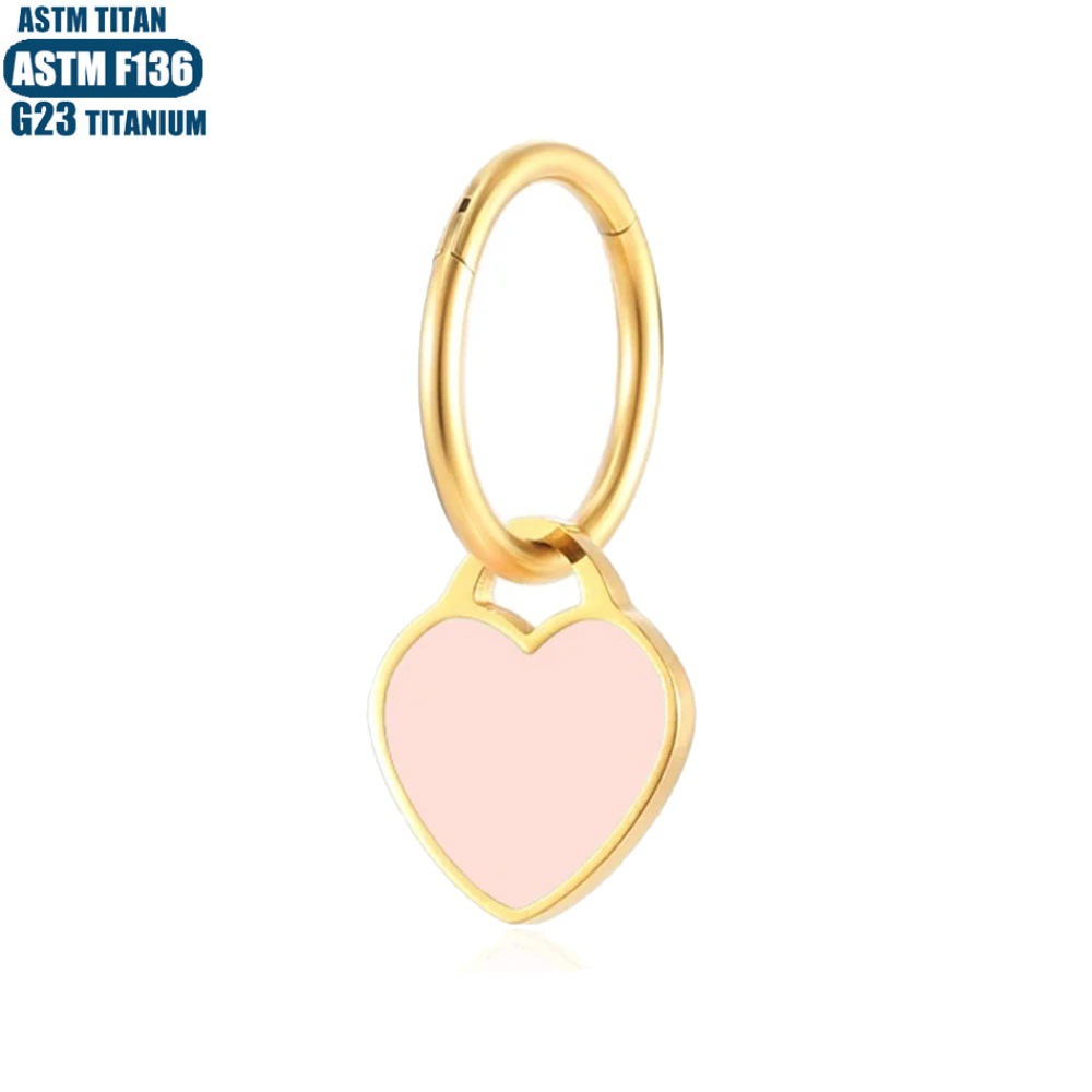 F136 Titanium Alloy Heart-shaped Pendant Earrings Seamless Opening Ring Tragus Cartilage Hoop for Women - Image 3