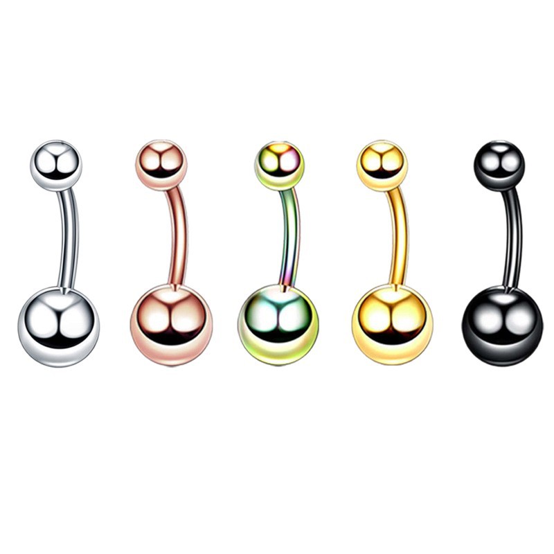 F136 Summer Girls G23 Titanium Belly Button Ring 14G Curved Barbell Navel Piercing Jewelry Gold - Image 5