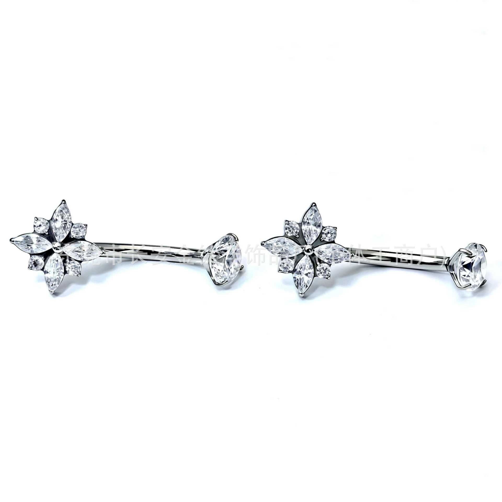 F136 Titanium Internal Thread Cross-Shaped Zircon Belly Button Ring G23 Titanium Alloy Body Piercing Jewelry - Image 4