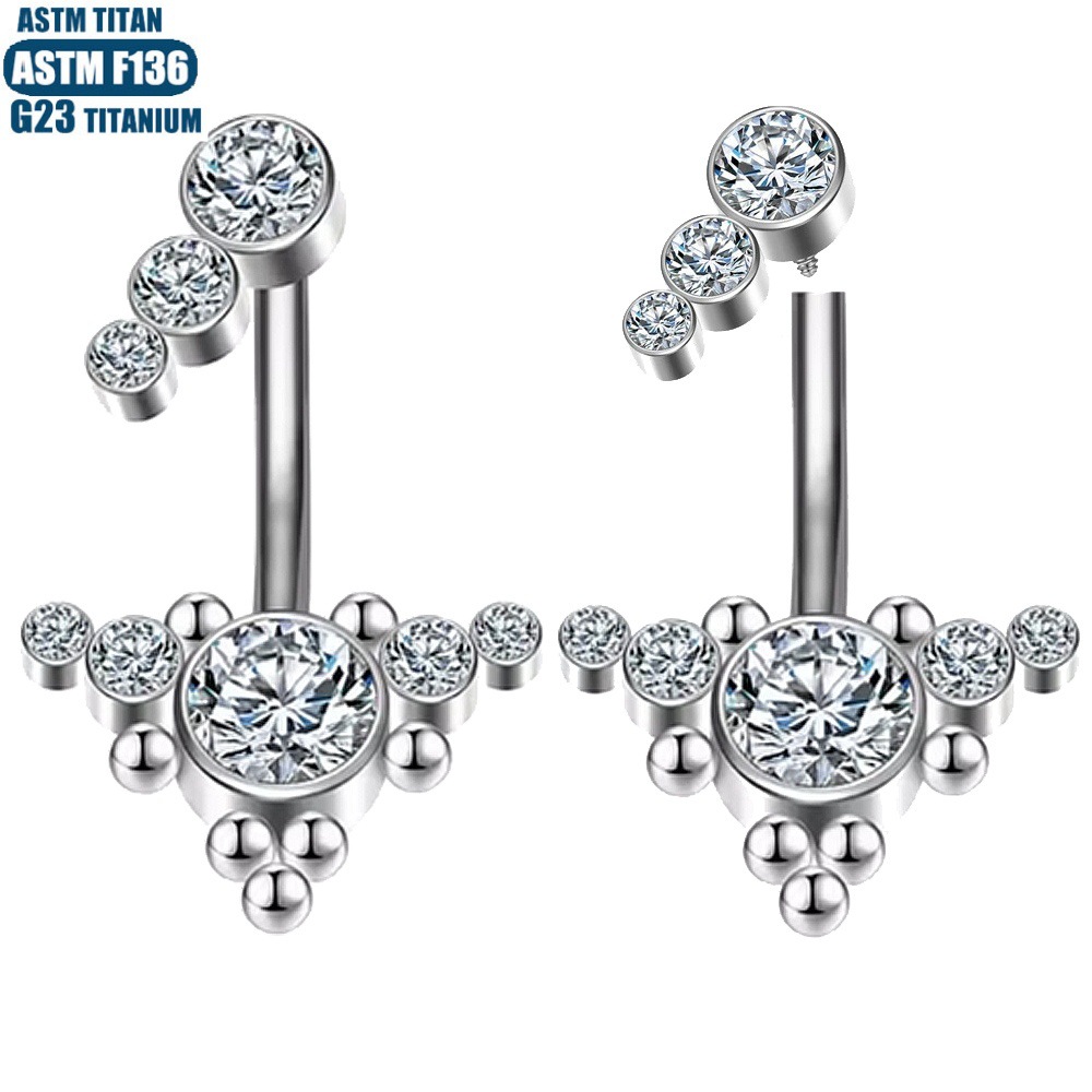 F136 Titanium Belly Button Ring Curved Barbell with Diamond Solder Ball for Men Women Wholesale - Image 5