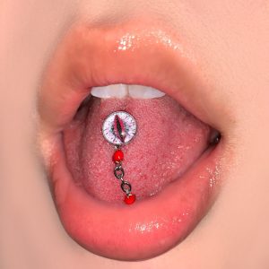 Gradient Color Chain Tongue Barbell, 20mm Length 1.6mm Thick, External Thread Titanium Steel Tongue Piercing Jewelry for Men Women, Punk Style, Factory Wholesale