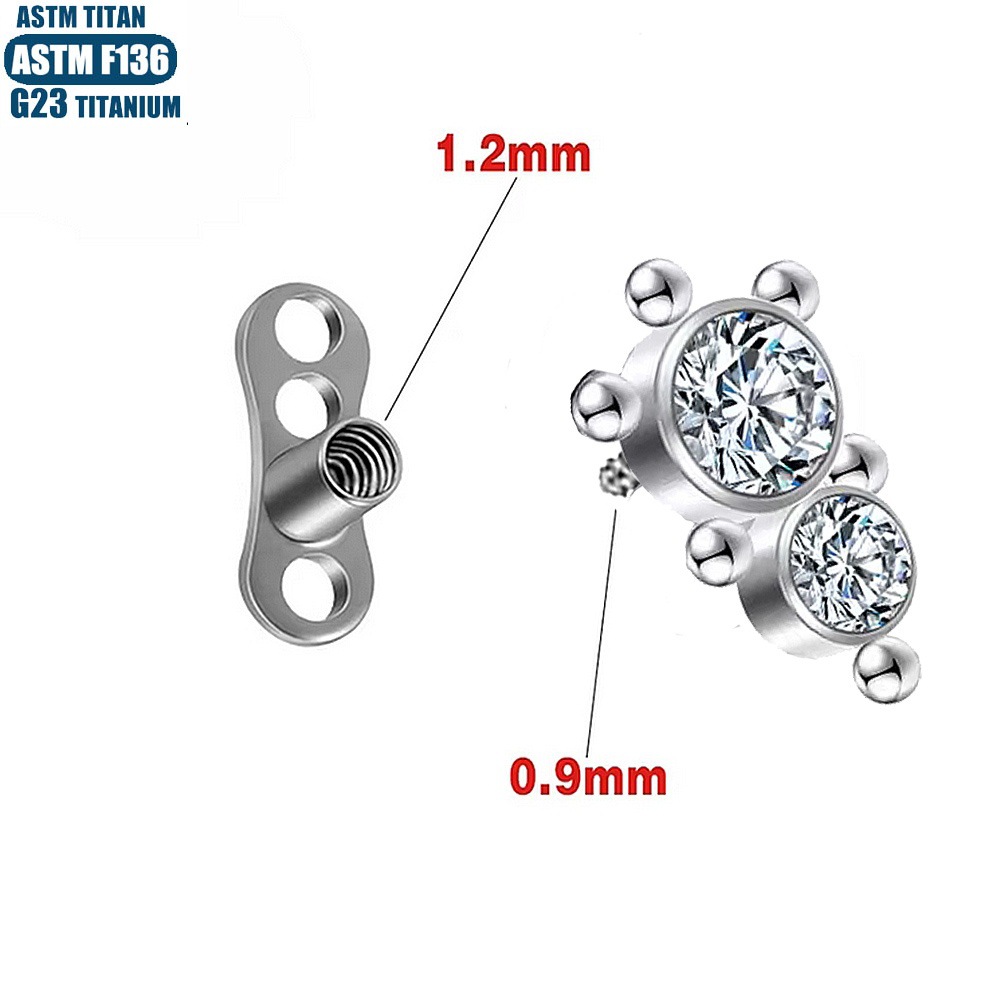 Factory Direct F136 Titanium Inlaid Zircon Nail with Base Solder Ball Internal Thread Piercing Jewelry Skin Grafting Bone Nail - Image 3