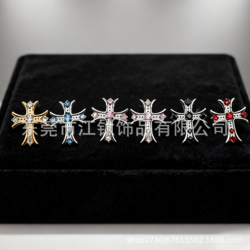 Jiangtai F136 Titanium Alloy Cross Body Piercing Earring G23 Titanium Cartilage Stud with Zircon - Image 3