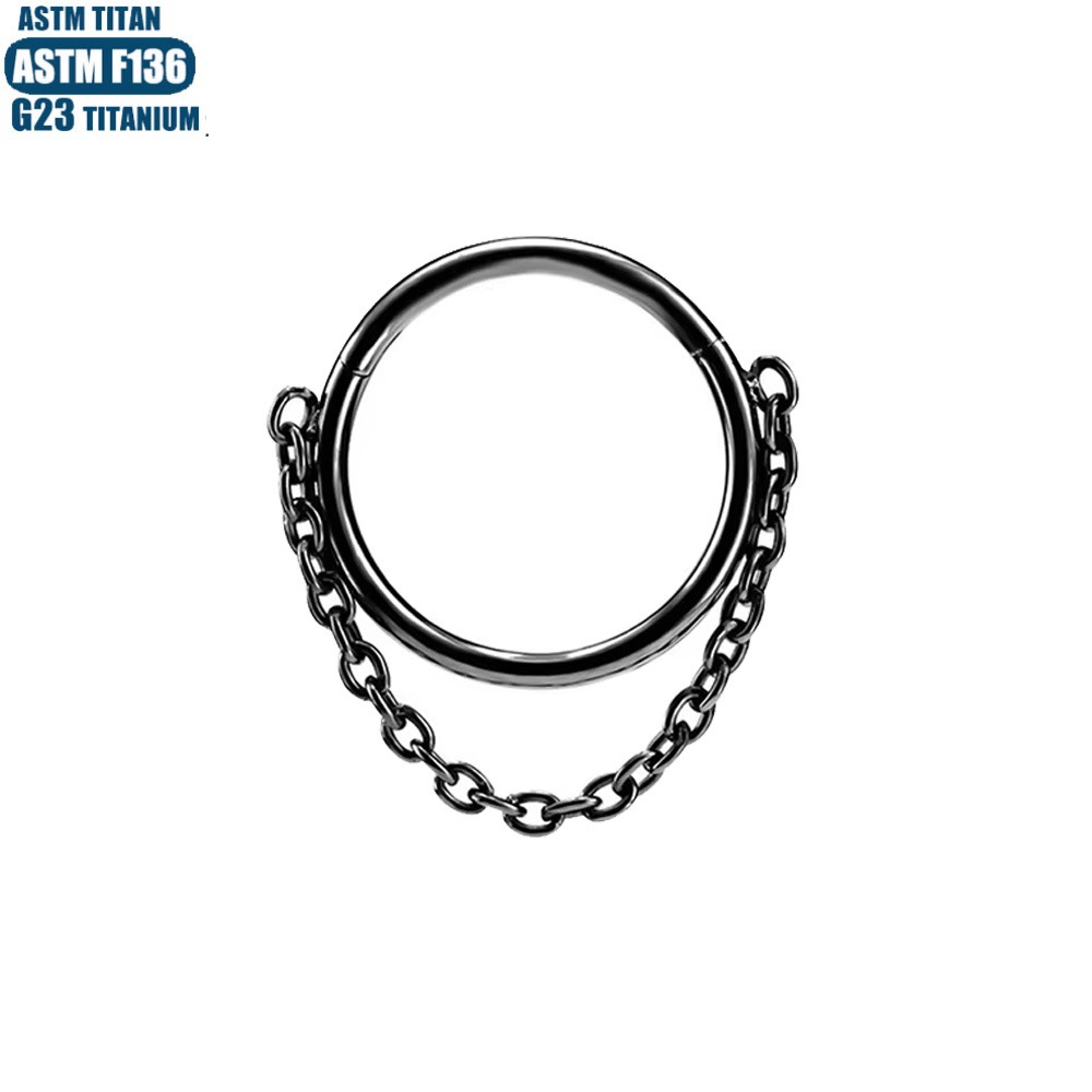 F136 Titanium Chain Nose Ring Seamless Closed Ring Tragus Piercing Earring Cartilage Hoop - Image 4