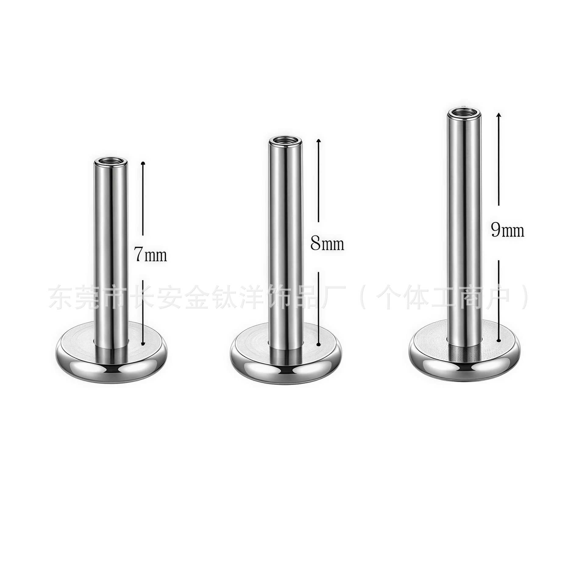 F136 Titanium 3mm Flat Bottom Lip Nail Small Base Lip Piercing Jewelry 16G 10mm Bar - Image 4