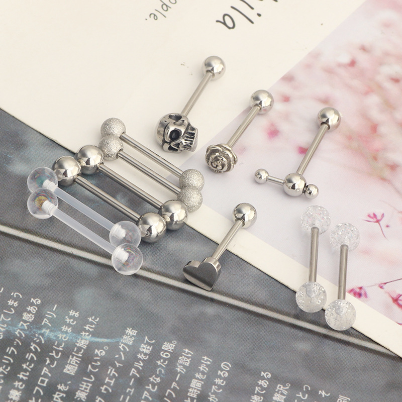 Stainless Steel Tongue Nail 12-Piece Set Straight Rod Mixed 4 Colors Optional Tongue Ring Piercing Jewelry - Image 4