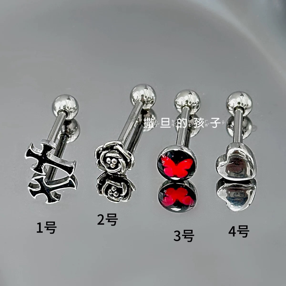 Cross and Rose Tongue Nail External Thread Titanium Steel Tongue Ring for Women Hot Girl Piercing Jewelry - Image 2