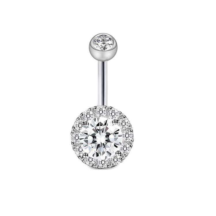 Crystal Heart Navel Ring Rose Gold Belly Button Piercing Body Jewelry 316L Surgical Steel - Image 2