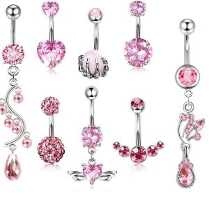 Amazon Popular 8-Piece Navel Love Wings Pink Series Navel Ring Earrings Piercing Products Manufacturer