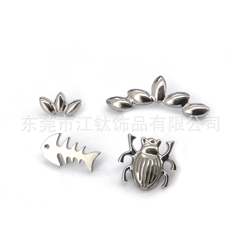 G23 Titanium Alloy Fish Bone Leaf Stud Earring - ASTM F136 Butterfly Insect Earrings for Unisex - Image 3