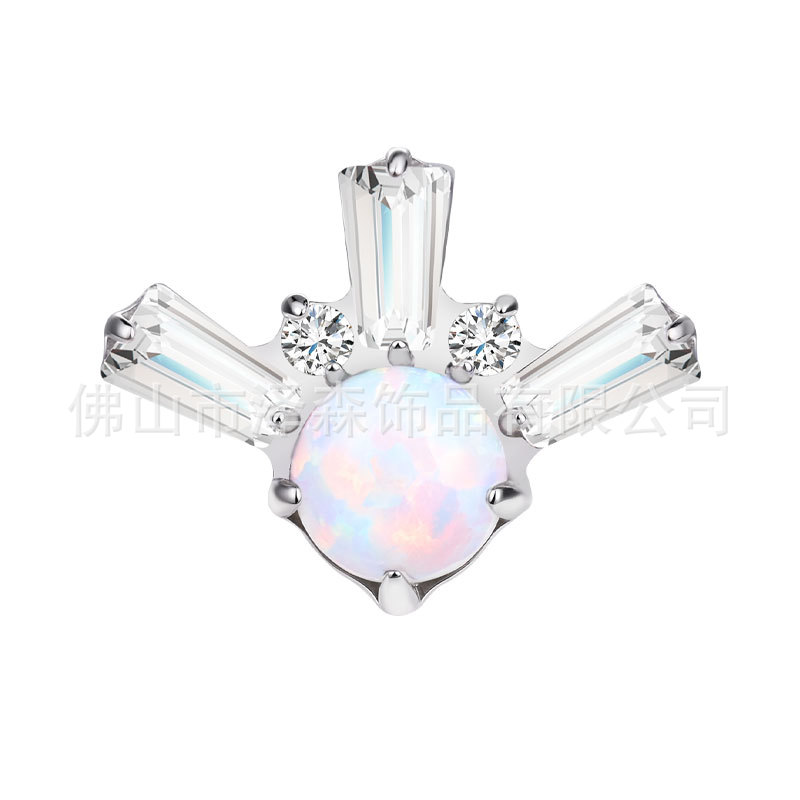 F136 Titanium Opal Snowflake Earrings - G23 Titanium Lip Studs for Piercing - Image 5