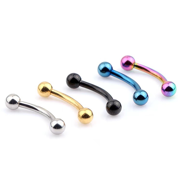 F136 Titanium Double-Ended Curved Barbell Eyebrow Ring - G23 Alloy Ball Piercing Jewelry - Image 4