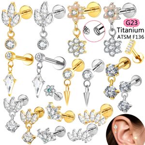 G23 Titanium Chain Pendant Lip Nail Peach Heart Butterfly Ear Screen Nail Lip Ring Ear Bone Nail Jewelry F136 Body Piercing Jewelry