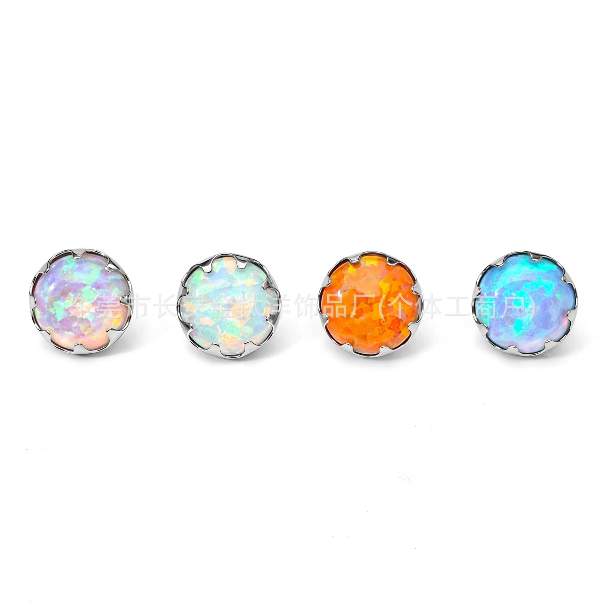 F136 Titanium Serrated Opal Inlaid Tongue Lip Ear Navel Piercing Jewelry G23 Titanium Alloy Body Jewelry - Image 2