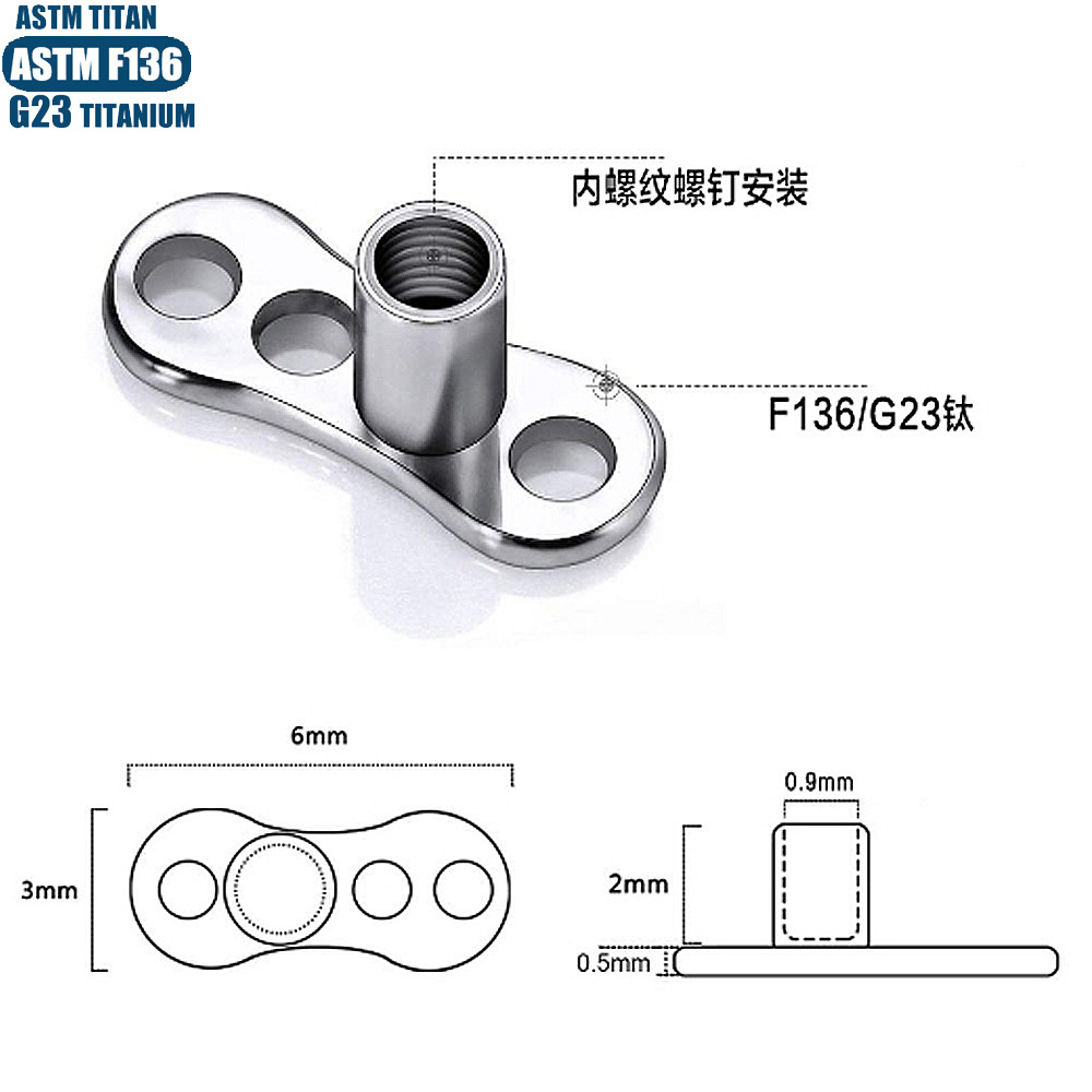 F136 Titanium Alloy Diamond Embedded Bone Nail Implant Body Piercing Welding Ball Internal Tooth Embedded Nail Implant with Base - Image 4