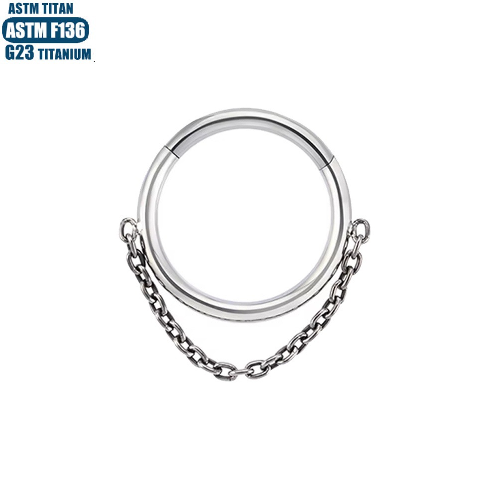 F136 Titanium Chain Nose Ring Seamless Closed Ring Tragus Piercing Earring Cartilage Hoop - Image 3