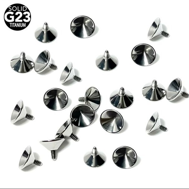 G23 Titanium Funnel Shape Drill Cup Earring Lip Nail Accessories with Rhinestone Zircon - Image 2