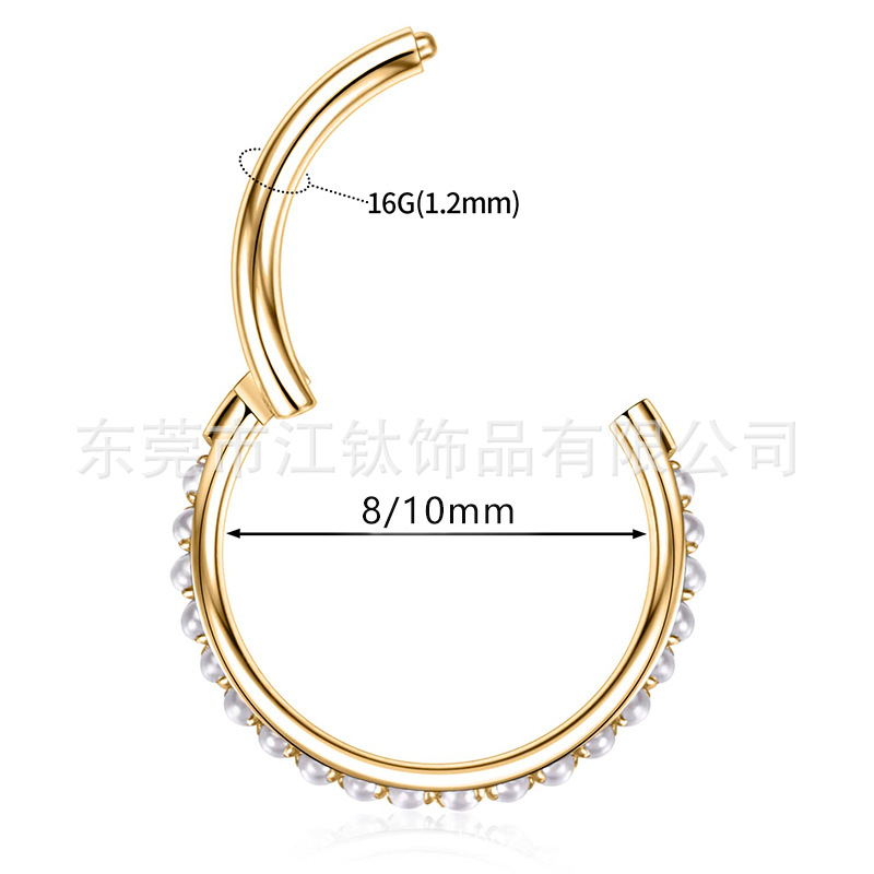 Distinctive Closed Ring Seamless Nose Ring Bevel Top Implanted Ear Bone Ring Gold G23 Titanium ASTM F136 - Image 2