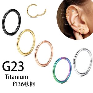 G23 Rose Gold Seamless Nose Ring Hoop Closed Ring 0.8x10mm Titanium Piercing Jewelry for Nose Ear Lip