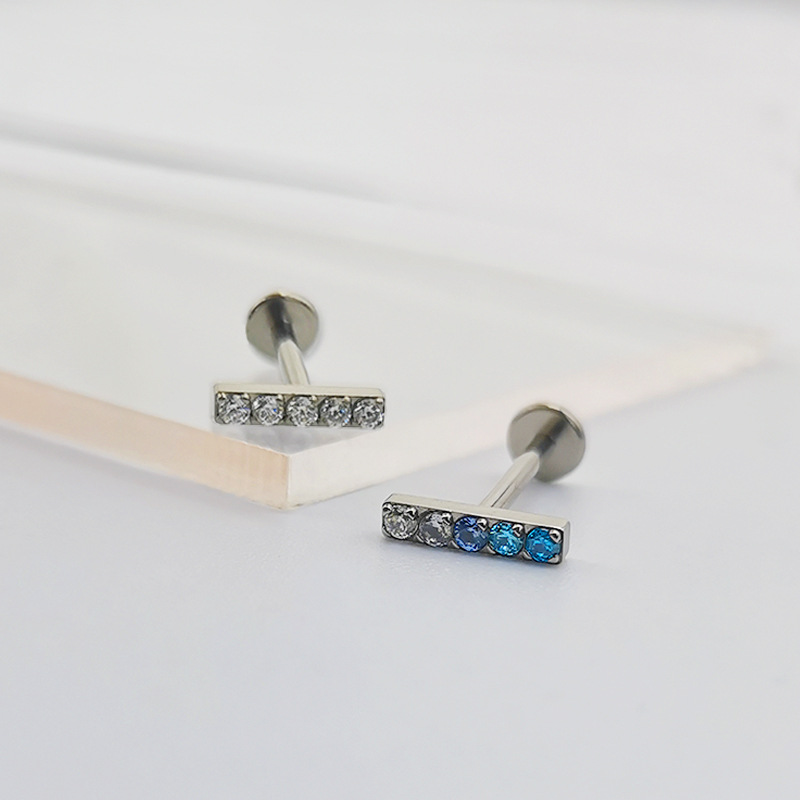 F136 Lip Nail Inlaid Diamond Ear Bone Nail G23 Titanium Alloy Body Piercing Jewelry Manufacturer Wholesale Customization with Drawings and Samples - Image 4
