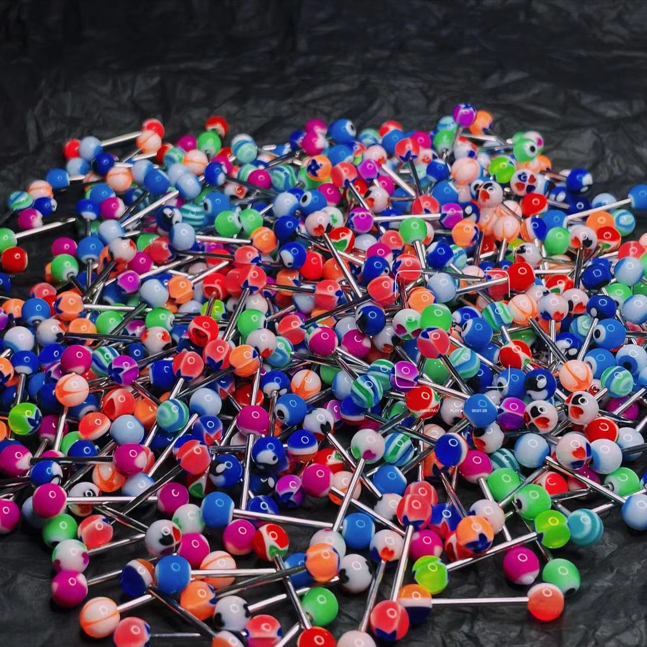 Mixed Spice Girl Tongue Stud Piercing Jewelry Bulk 100pcs Tongue Rings Titanium Steel - Image 2
