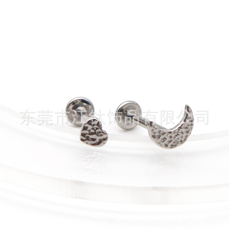 F136 Titanium Stud Earrings Star Moon Lightning Heart Shaped Earrings G23 Titanium Alloy Body Piercing Jewelry Ear Bone Nails - Image 4