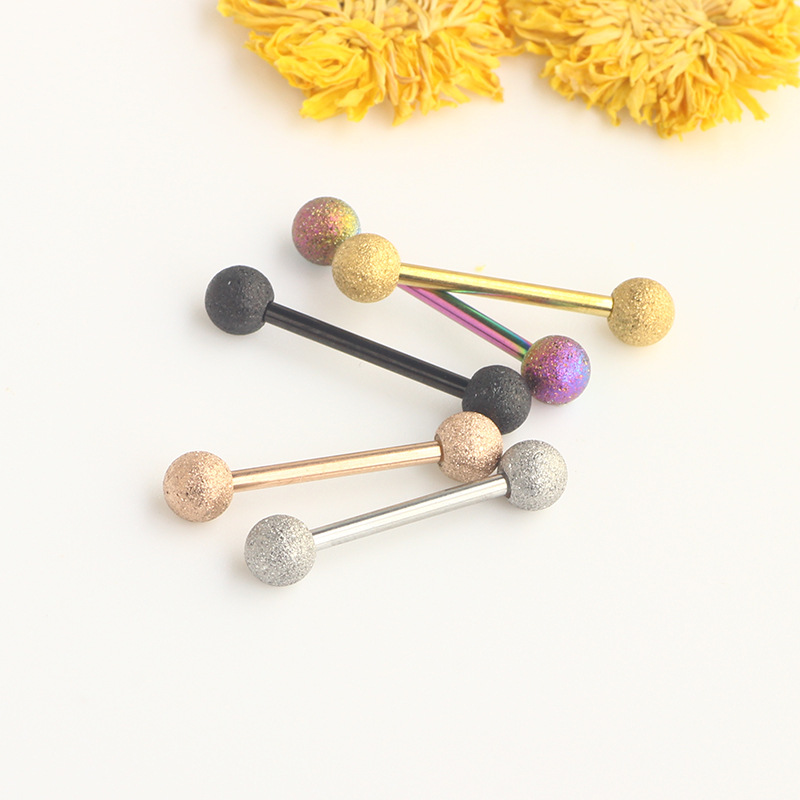 Peach Heart Rose Gold Stainless Steel Tongue Barbell for Oral Piercing - Image 3