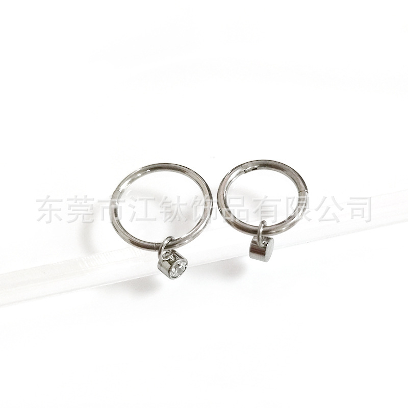 F136 Titanium Nose Ring with Zircon Pendant - G23 Titanium Alloy Lip Ring Cross Border Body Piercing Jewelry - Image 2