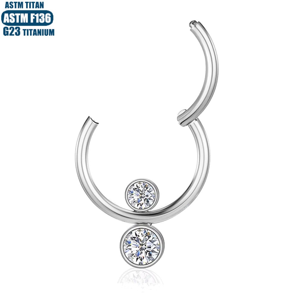 F136 Titanium Piercing Nose Ring Zircon Seamless Open Ring Earring Cartilage Tragus Hoop - Image 3