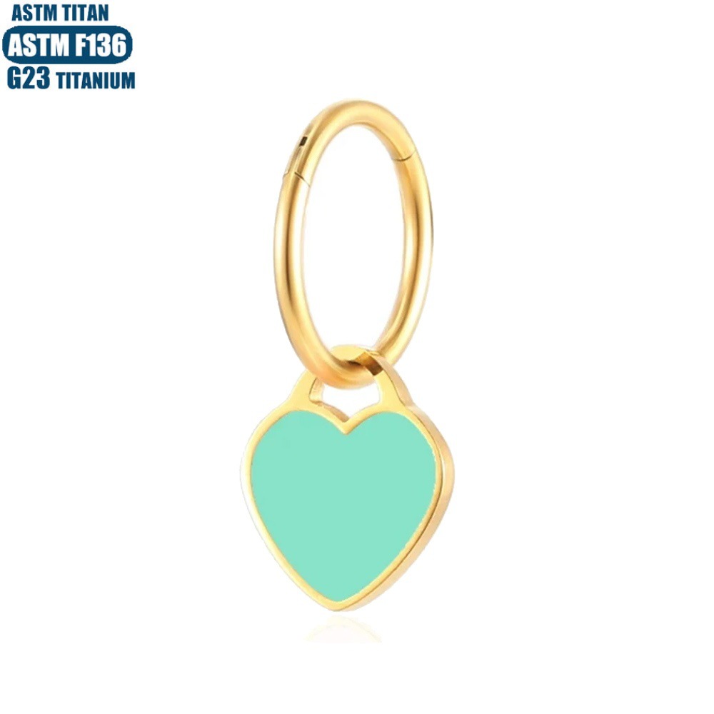 F136 Titanium Alloy Heart-shaped Pendant Earrings Seamless Opening Ring Tragus Cartilage Hoop for Women - Image 2