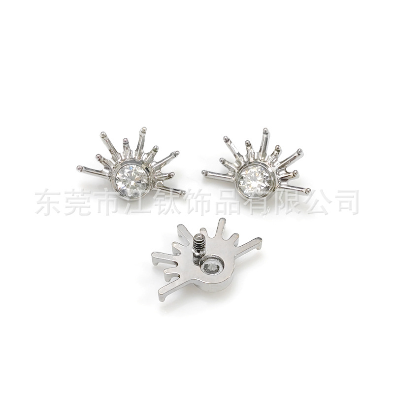 G23 Titanium Ear Cartilage Stud Screw Ear Bone Nail Cute Solar Piercing Jewelry Gold White Zircon 1.2x10mm - Image 5