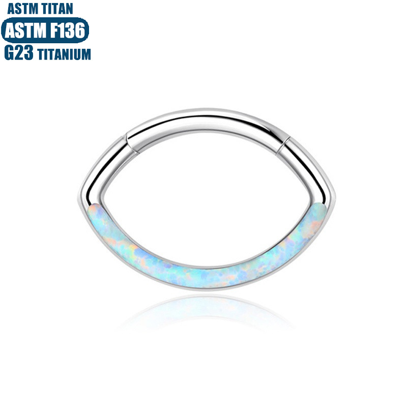 Titanium Alloy Opal Hinge Pierced Earrings Seamless Open Ring Cartilage Ring - Image 3
