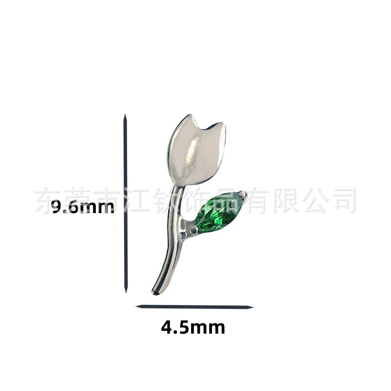Titanium Ear Bone Stud Tulip Shape with Zircon G23 ASTM F136 Ear Piercing Jewelry Gold - Image 3
