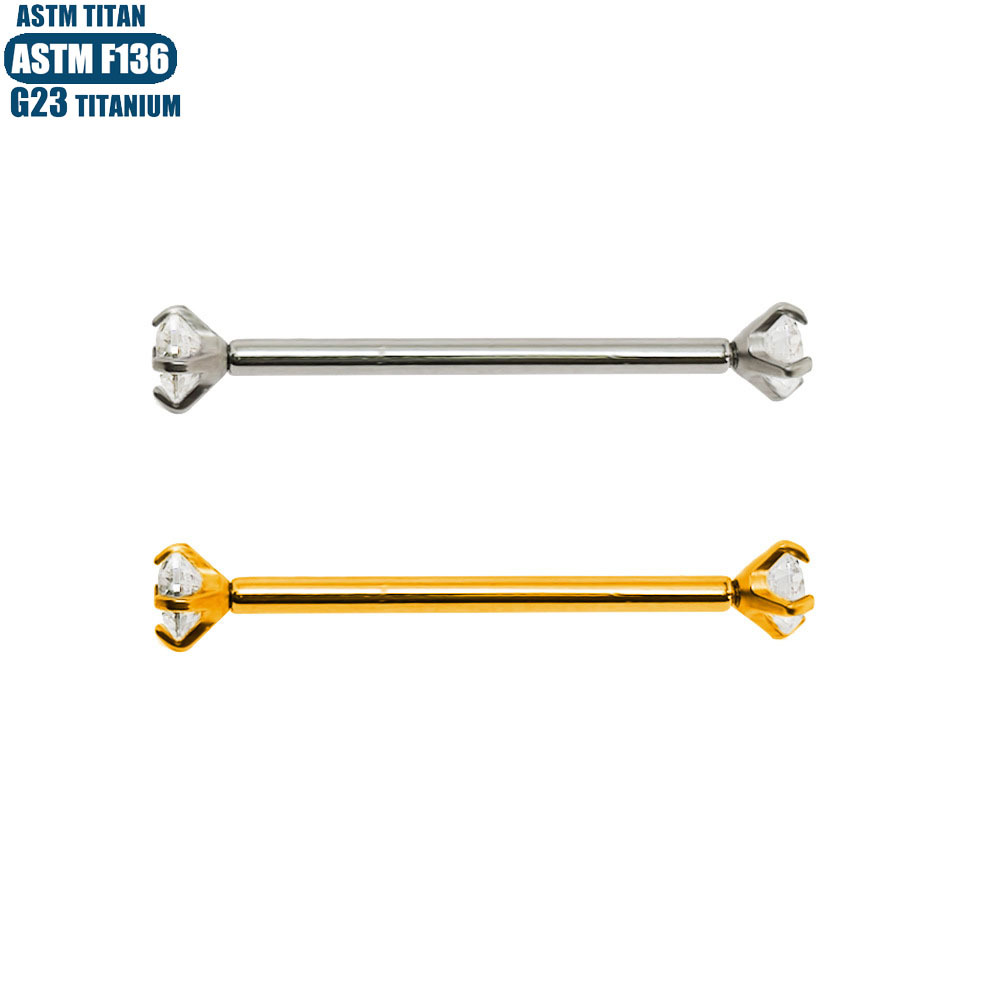F136 Titanium Alloy Zircon Milk Nail Straight Rod Inner Spiral Body Piercing Jewelry Diaphragm Earrings - Image 3