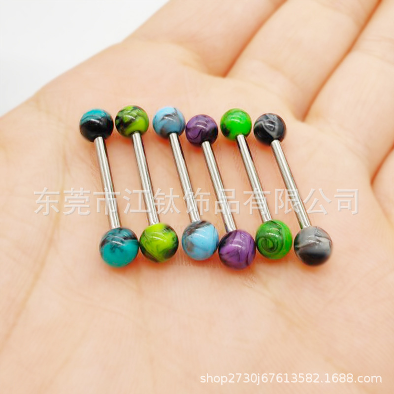 G23 Titanium Tongue Barbell Acrylic Ball Ear Bridge Breast Nail Body Piercing Jewelry F136 - Image 4