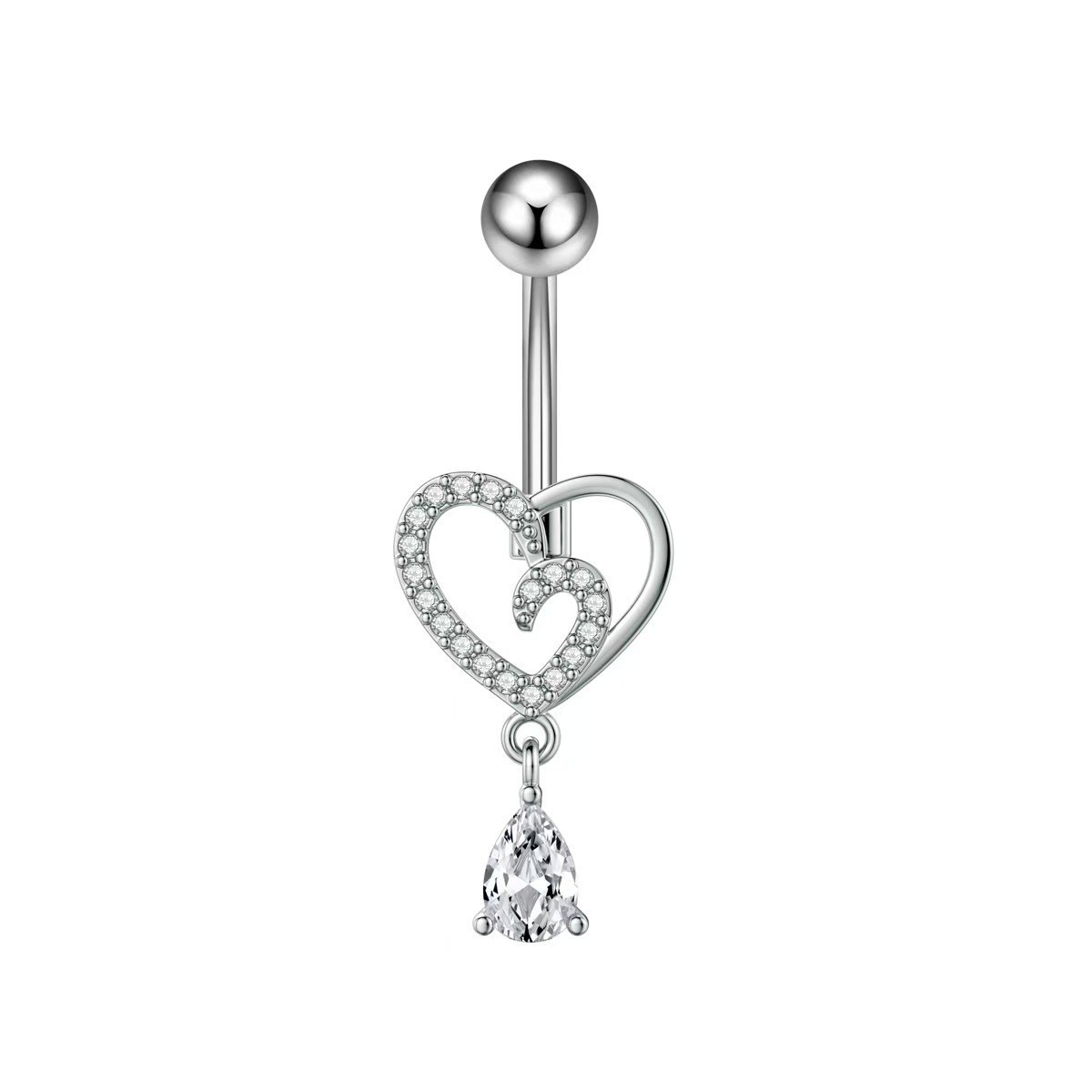 Cross-Border E-Commerce New Heart-Shaped Navel Nail Cross Pink Navel Ring Water Drop Pendant Belly Ring Body Piercing - Image 4