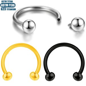 F136 Titanium Septum Ring Horseshoe Internal Thread Nose Lip Ear Piercing Jewelry