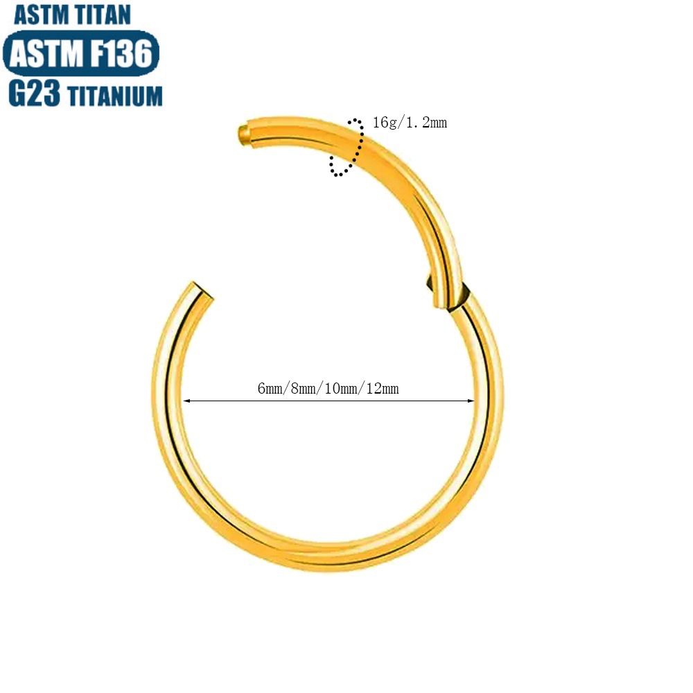 Titanium Alloy Closed Seamless Ring Body Piercing Jewelry - 2.0mm Thick 14mm Inner Diameter Earring Nose Ring - Image 3