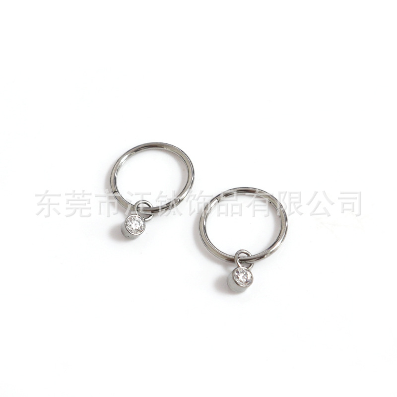 F136 Titanium Nose Ring with Zircon Pendant - G23 Titanium Alloy Lip Ring Cross Border Body Piercing Jewelry - Image 5