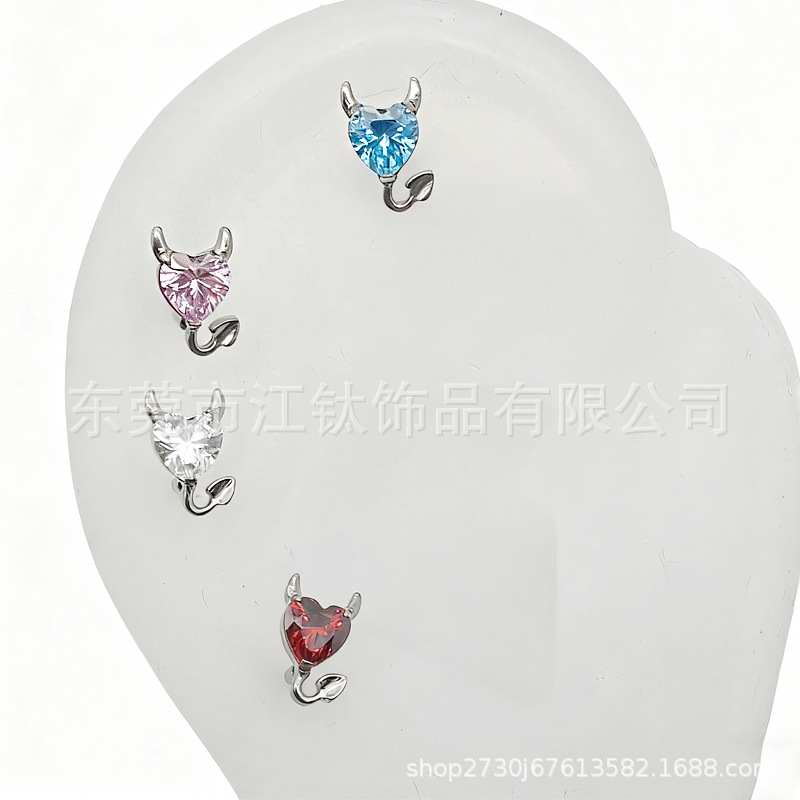 G23 Titanium Little Devil CZ Cartilage Earring Stud - 1.2x10mm Flat Back Earring for Helix Tragus Piercing Jewelry - Image 3