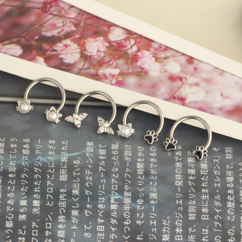 Stainless Steel Open C-Shaped Nose Ring Ear Bone Ring Star Design Body Piercing Jewelry - Image 2