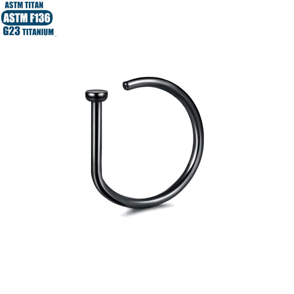 F136 Titanium Non-Perforated Nose Ring D-Shaped Nose Ring Piercing Jewelry Simple Hip-Hop Unisex Implantable Fake Nose Pail Lip Ring - Image 4