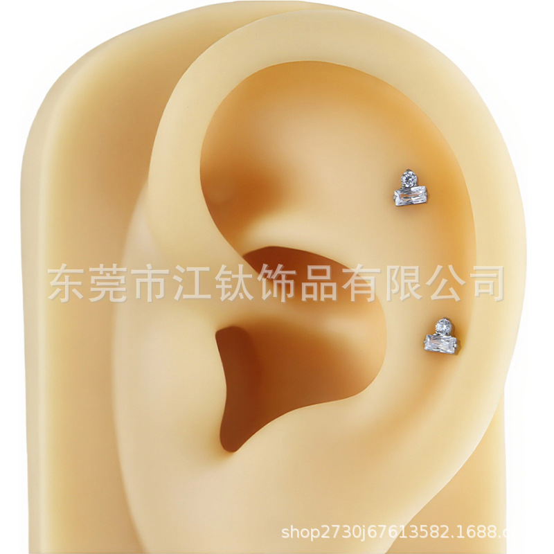 G23 Titanium Ear Bone Nail Square Inlaid CZ Cartilage Stud Earring Body Piercing Jewelry for Men Women - Image 4