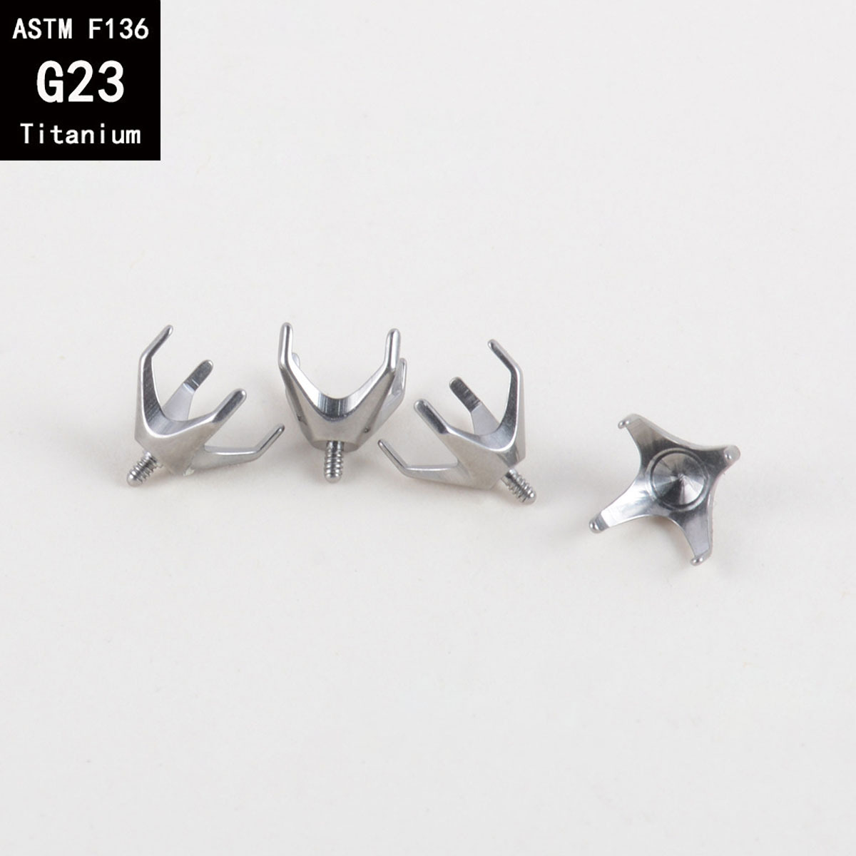 G23 Titanium Four-Claw Round White Stone Earring Empty Holder Externally Threaded DIY Piercing Accessories - Image 3