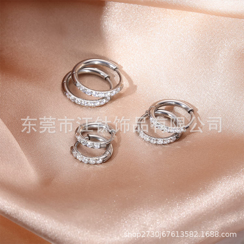 G23 Titanium Diamond Earring Pin - 1.6mm Gold Nose Ring Hoop for Cartilage Helix Tragus Piercing - Image 2