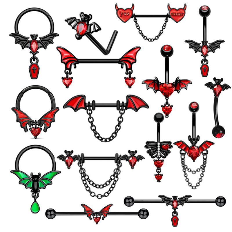 Geometric Bat Nose Ring Inverted Belly Button Ring Stainless Steel Earrings Body Piercing Jewelry - Image 5