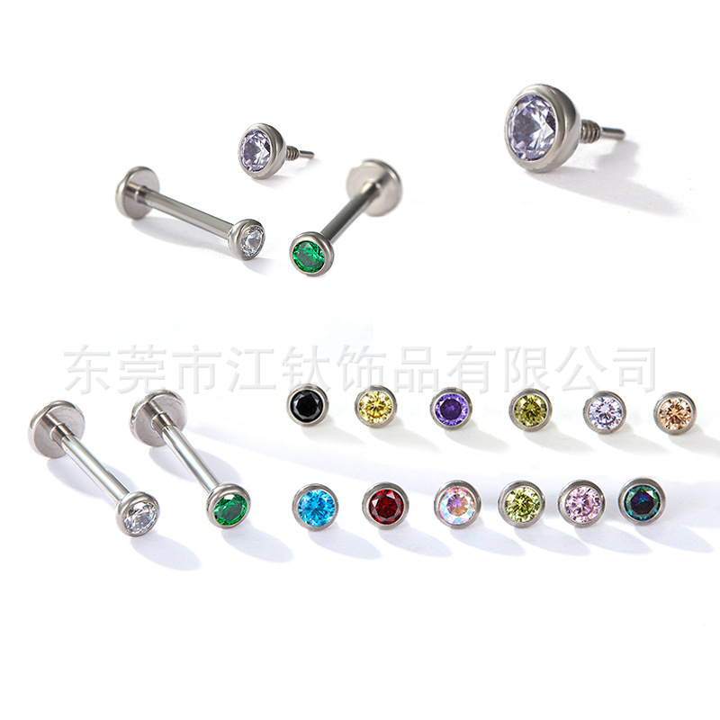 G23 Titanium Alloy Long Tooth Bowl Cup Ear Stud with 5A Zircon - Cartilage Earring - Image 2