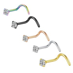 316L Surgical Steel Nose Ring Curved Rod Zircon Nose Stud Earrings Manufacturer Wholesale
