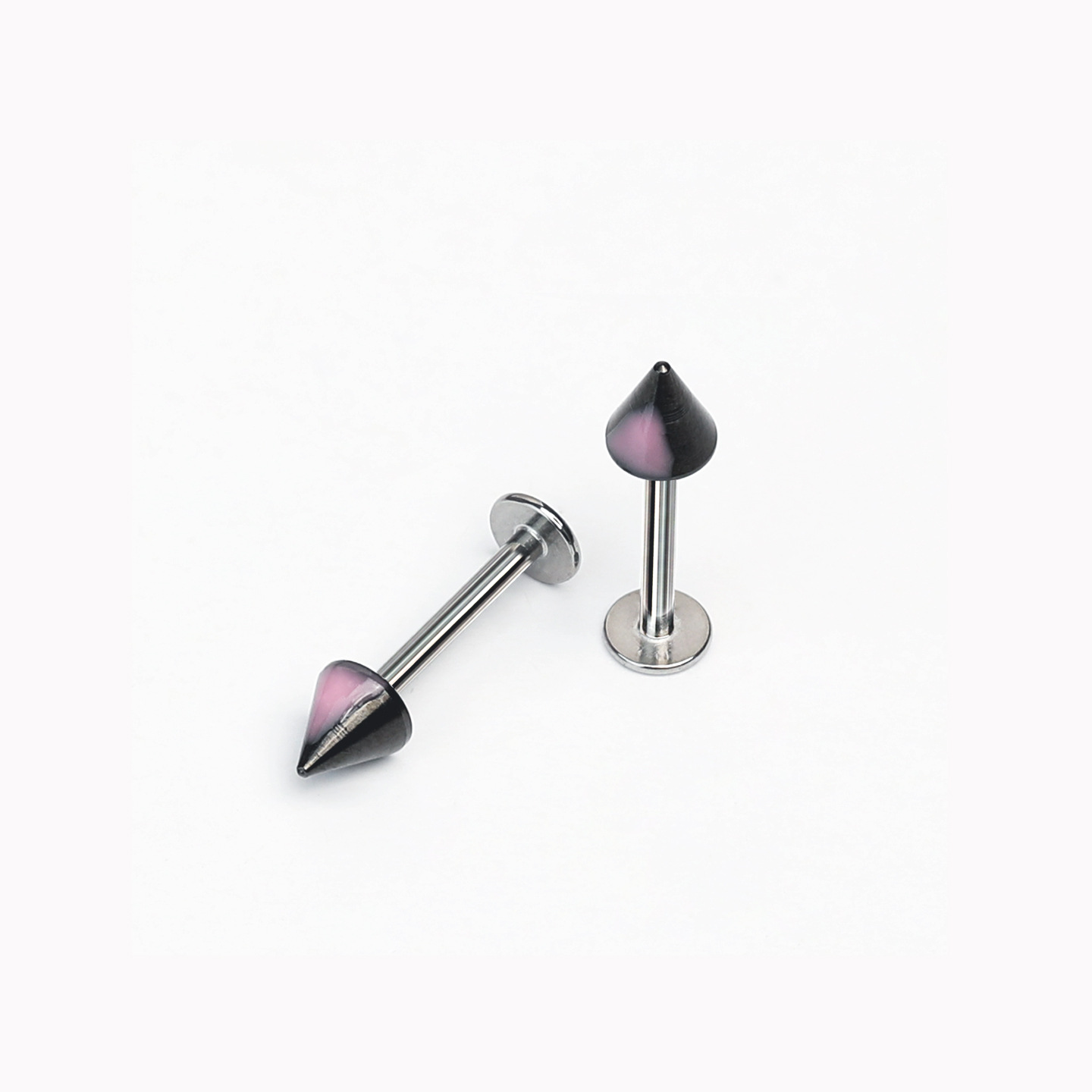 Black Gradient Cat Ear Lip Studs, Spicy Girl Sweet Cool 316L Surgical Steel Externally Threaded Lip Piercing Jewelry Factory Export Wholesale - Image 3