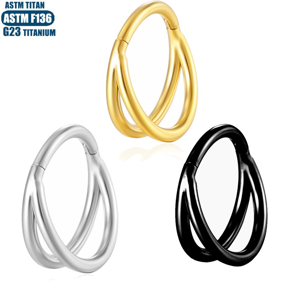 F136 Titanium Alloy Nose Ring Zircon Earrings CNC Seamless Ring Septum Piercing Ear Bone Ring - Image 2